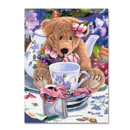 Trademark Fine Art Jenny Newland 'Tea Party Bear 1' Canvas Art, 24x32 ALI1980-C2432GG